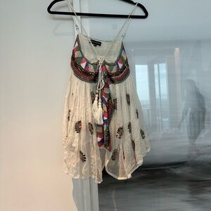 Bohemian Multicolor Embroidered Women's Top